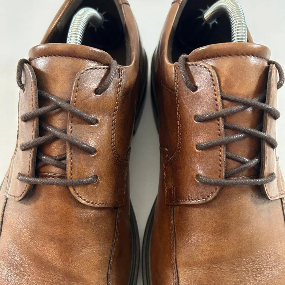 Ecco Oxford Shoes Mens 11 Brown Leather Minneapolis Danish Design Casual Comfort
